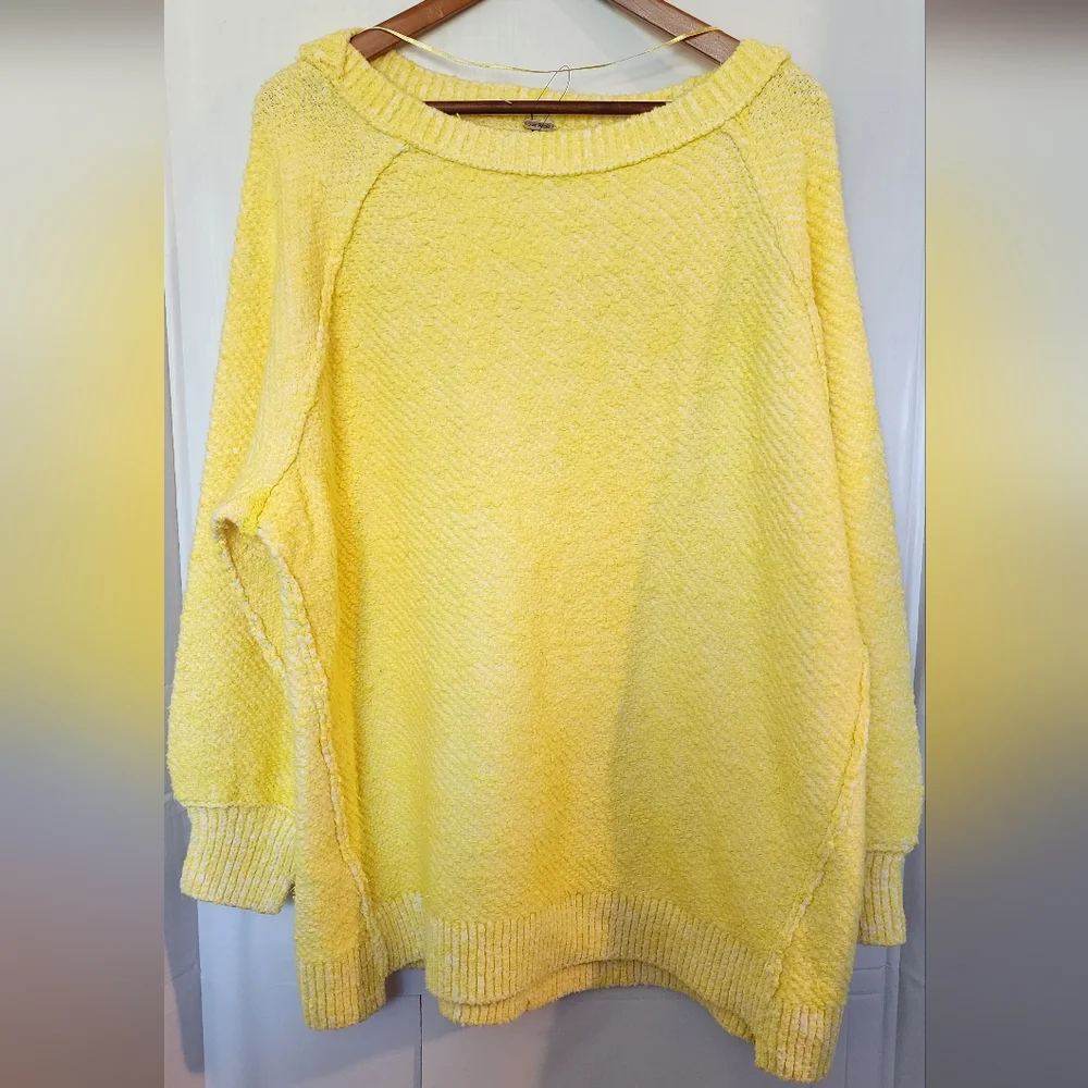 FREE PEOPLE FOUND MY FRIEND PULLOVER SWEATER‎ SUNSHINE Yellow SZ MED NWOT
